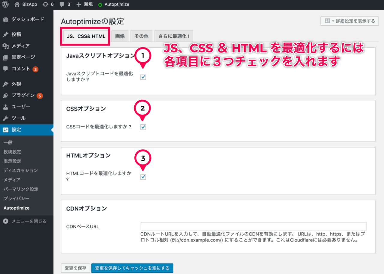 Autoptimize_4設定項目