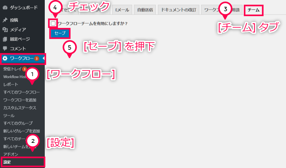 Oasis Workflow Teams 使い方（チームシステムの有効化）