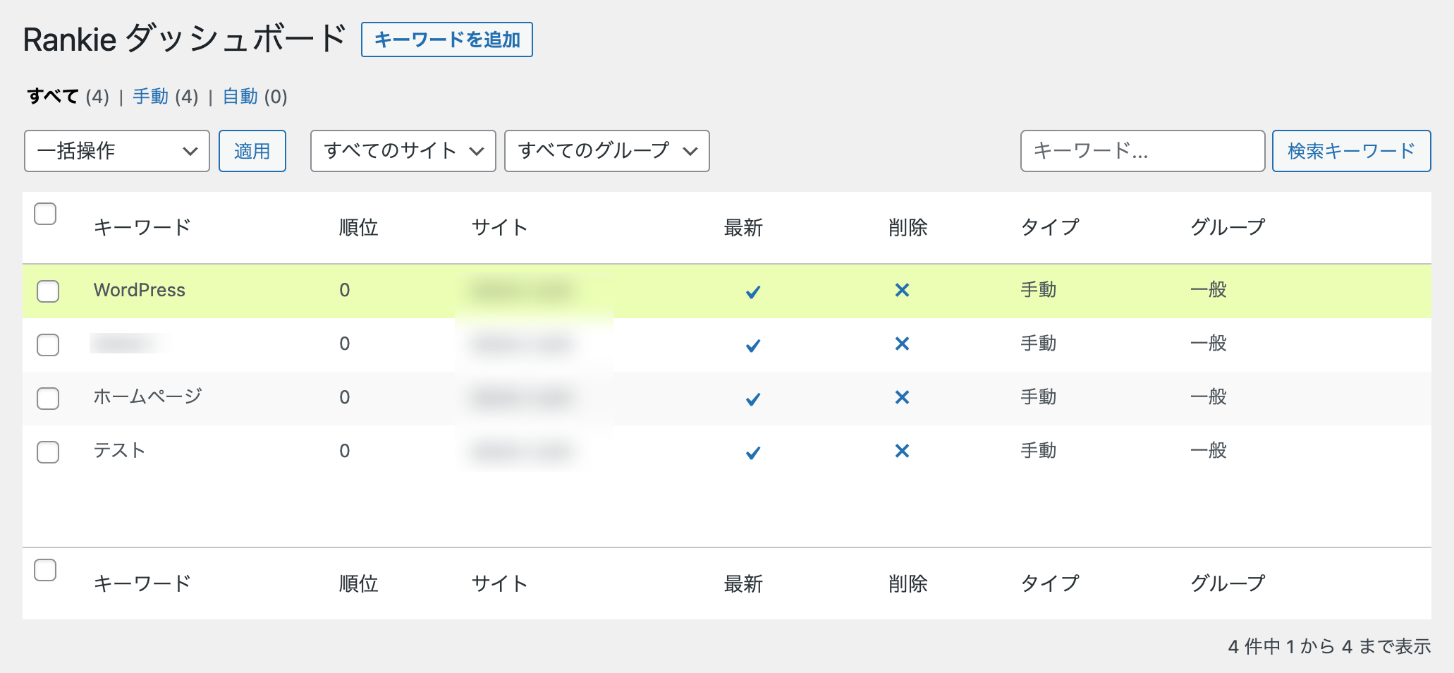 サイトドメインのランキング追跡