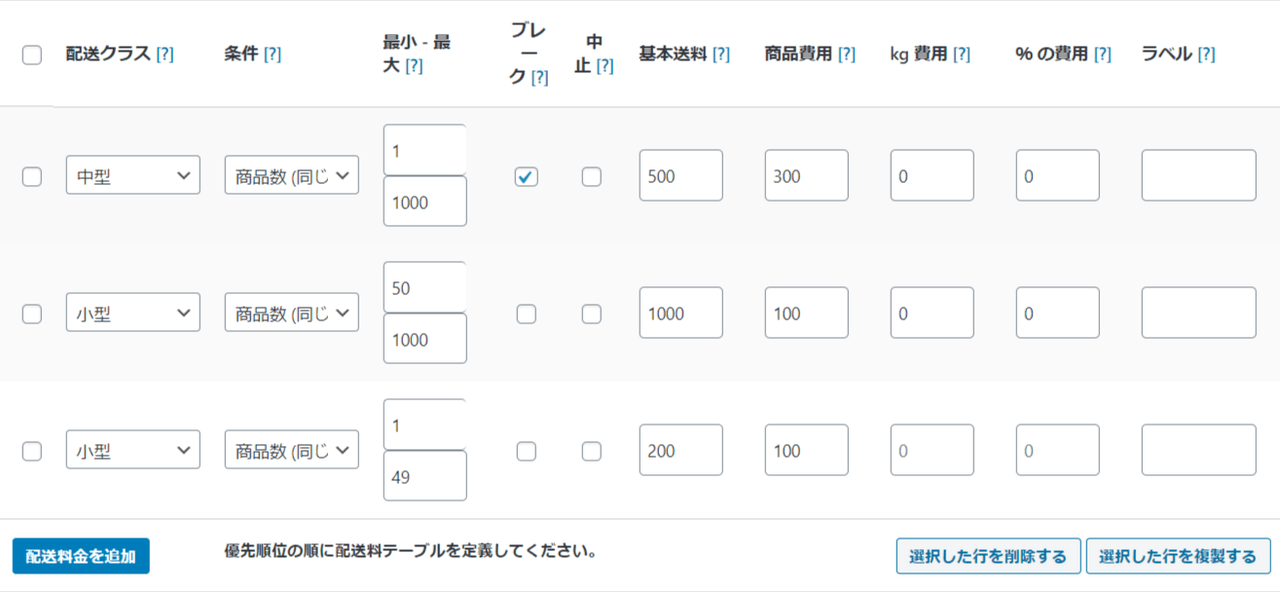 高度な配送オプション