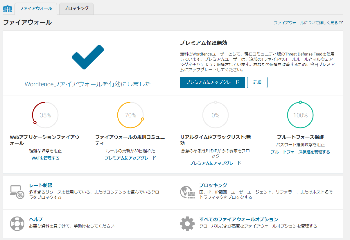 WordPress ファイアウォール（WAF）