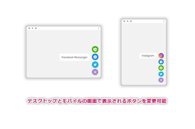 パソコンとモバイルで表示するボタンの切り替えが可能