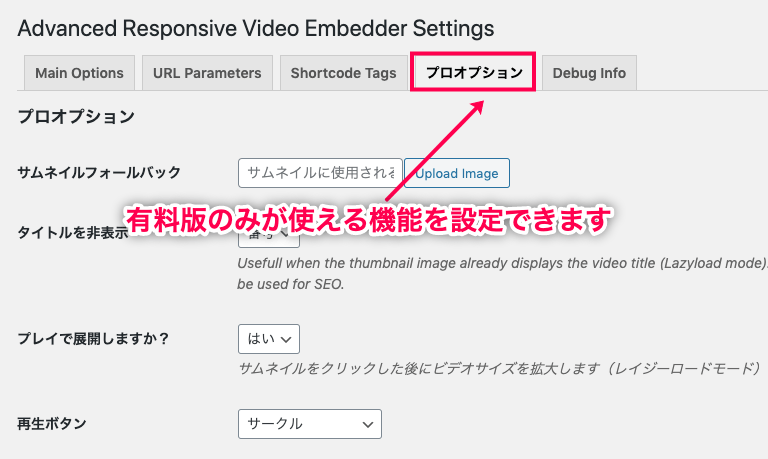 動画レスポンシブ対応拡張版の主な機能