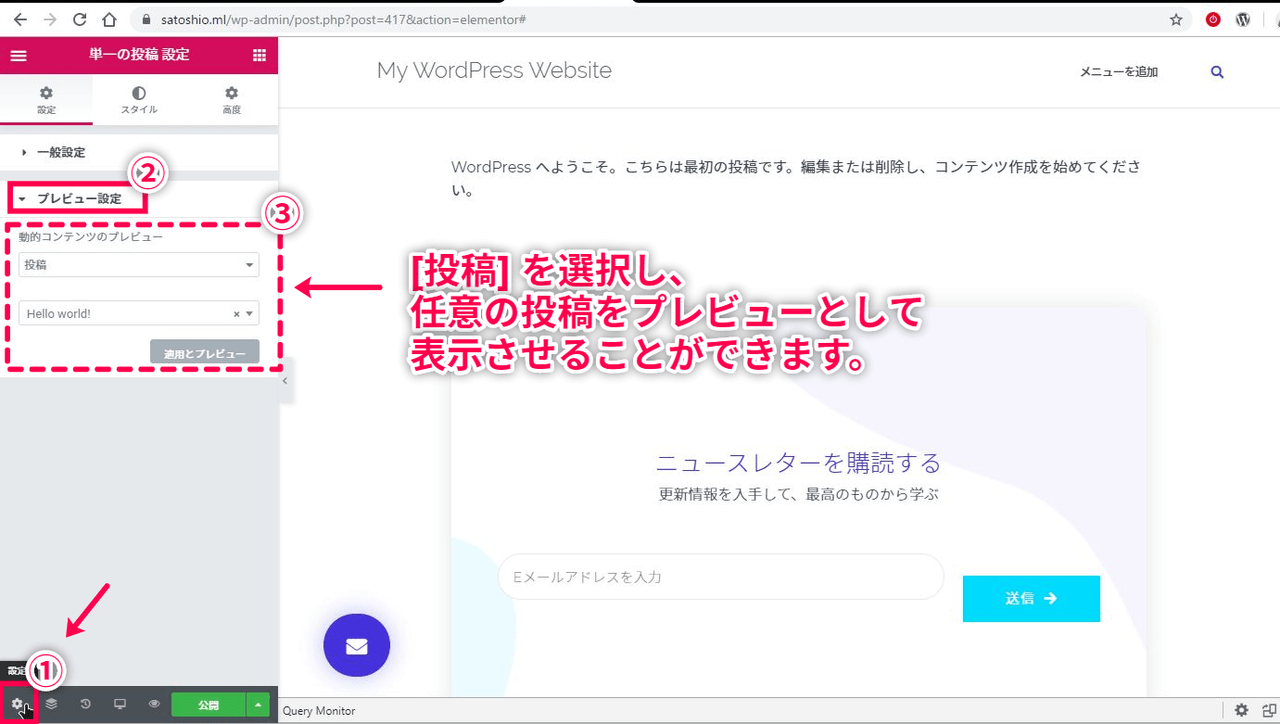 投稿プレビューの設定